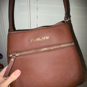 Michael Kors Brown Saffiano Leather Crossbody Bag